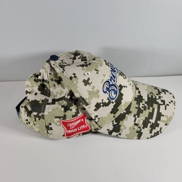 Milwaukee Brewers Hat Camo Miller Lite Patch Strapback - Picture 4 of 6